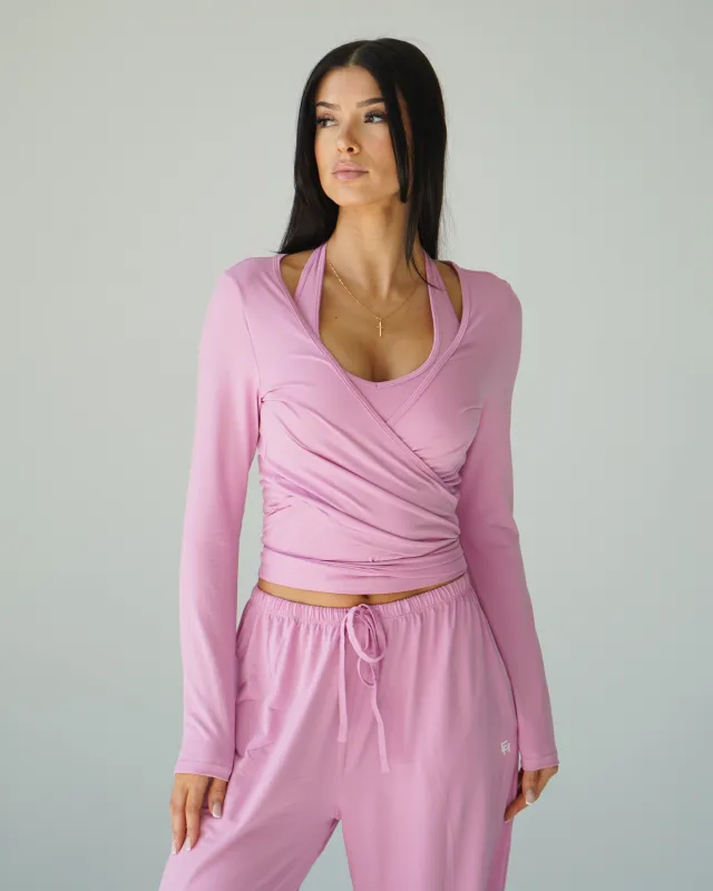 Cloud Ballet Wrap Top - Peony made by First Health Apparel