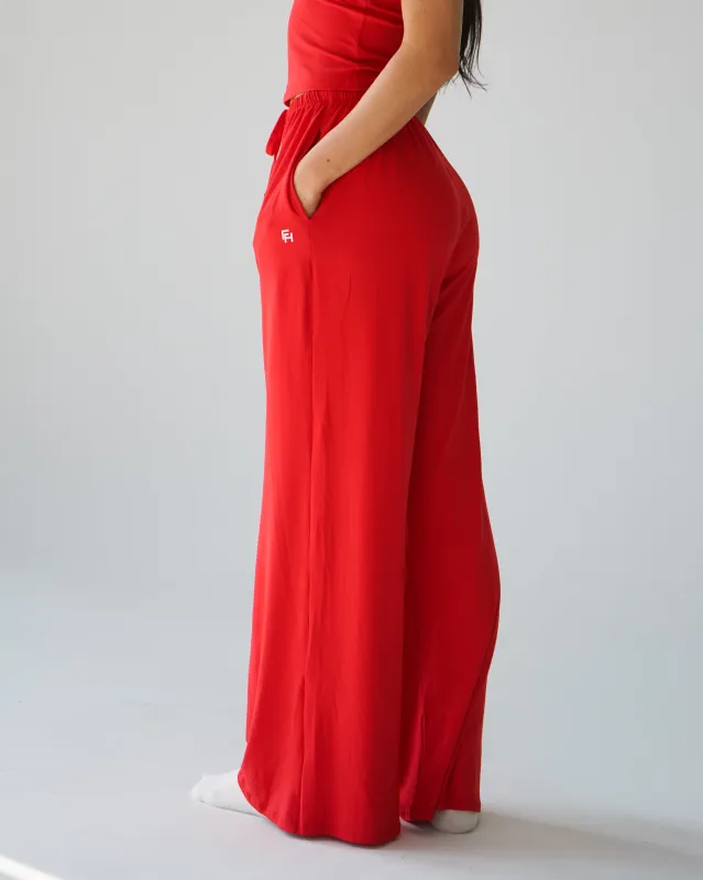 Cloud Wide Leg Pants - Scarlet made by First Health Apparel