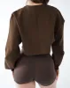 Relaxed Crop Long Sleeve - Espresso sold by First Health Apparel