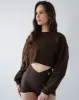Relaxed Crop Long Sleeve - Espresso sold by First Health Apparel