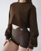 Relaxed Crop Long Sleeve - Espresso sold by First Health Apparel