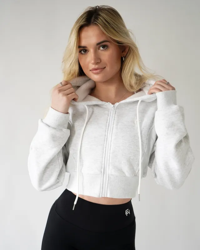 Lounge Cropped Zip-Up Hoodie - Heather Gray sold by First Health Apparel