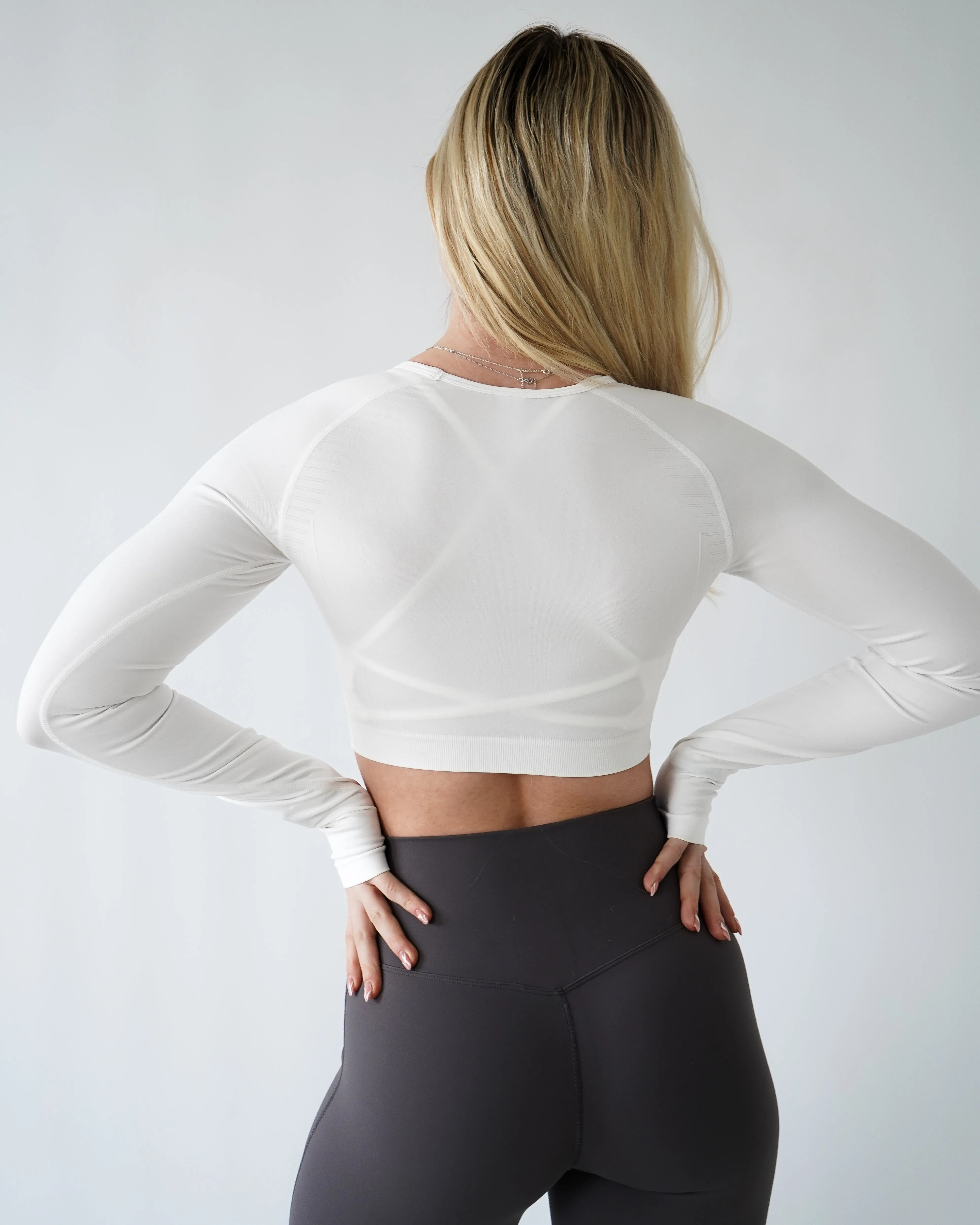 Enhance Cropped Long Sleeve - White sold by First Health Apparel product image thumbnail 3