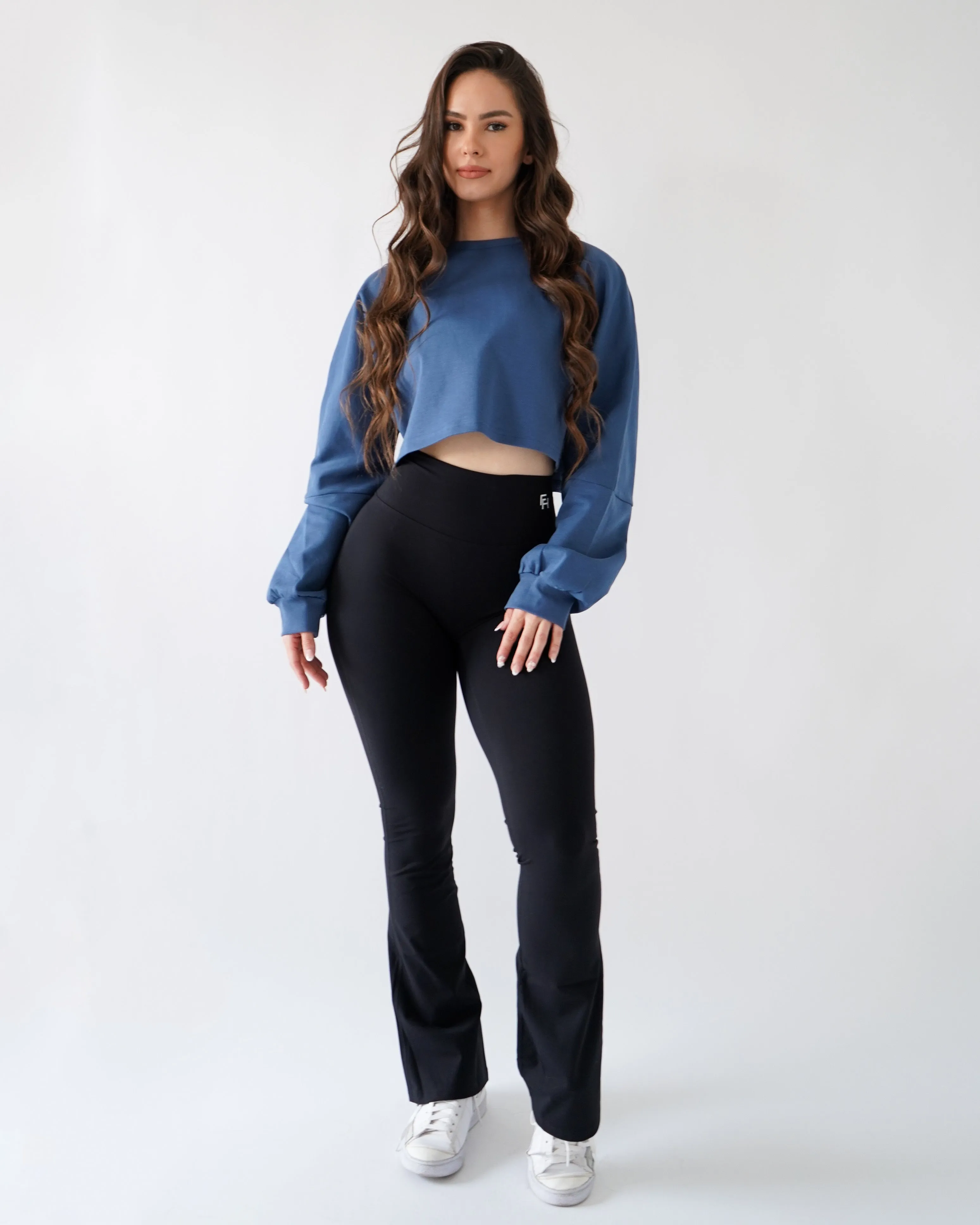 Relaxed Crop Long Sleeve - Denim sold by First Health Apparel product image thumbnail 3