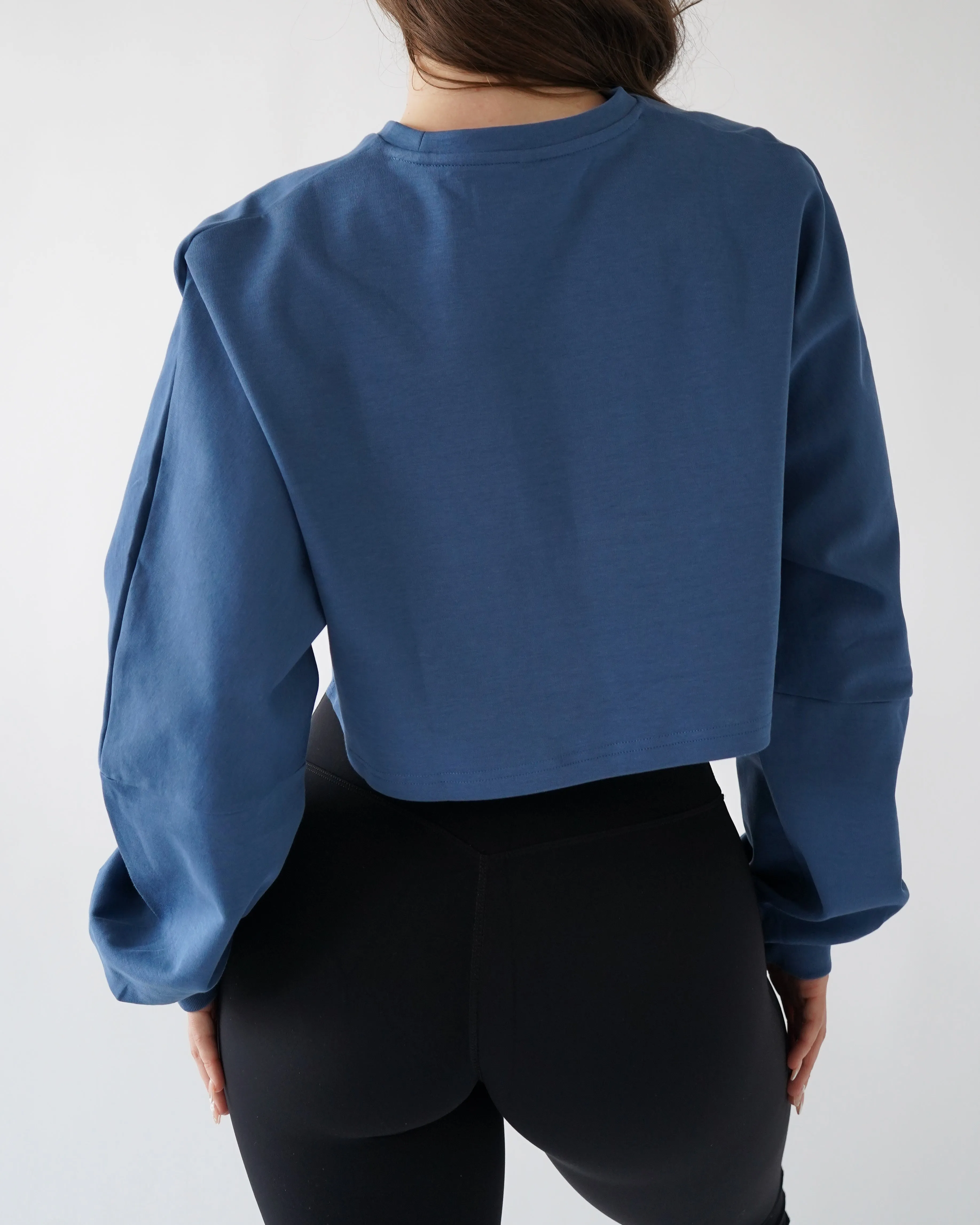 Relaxed Crop Long Sleeve - Denim sold by First Health Apparel product image thumbnail 2