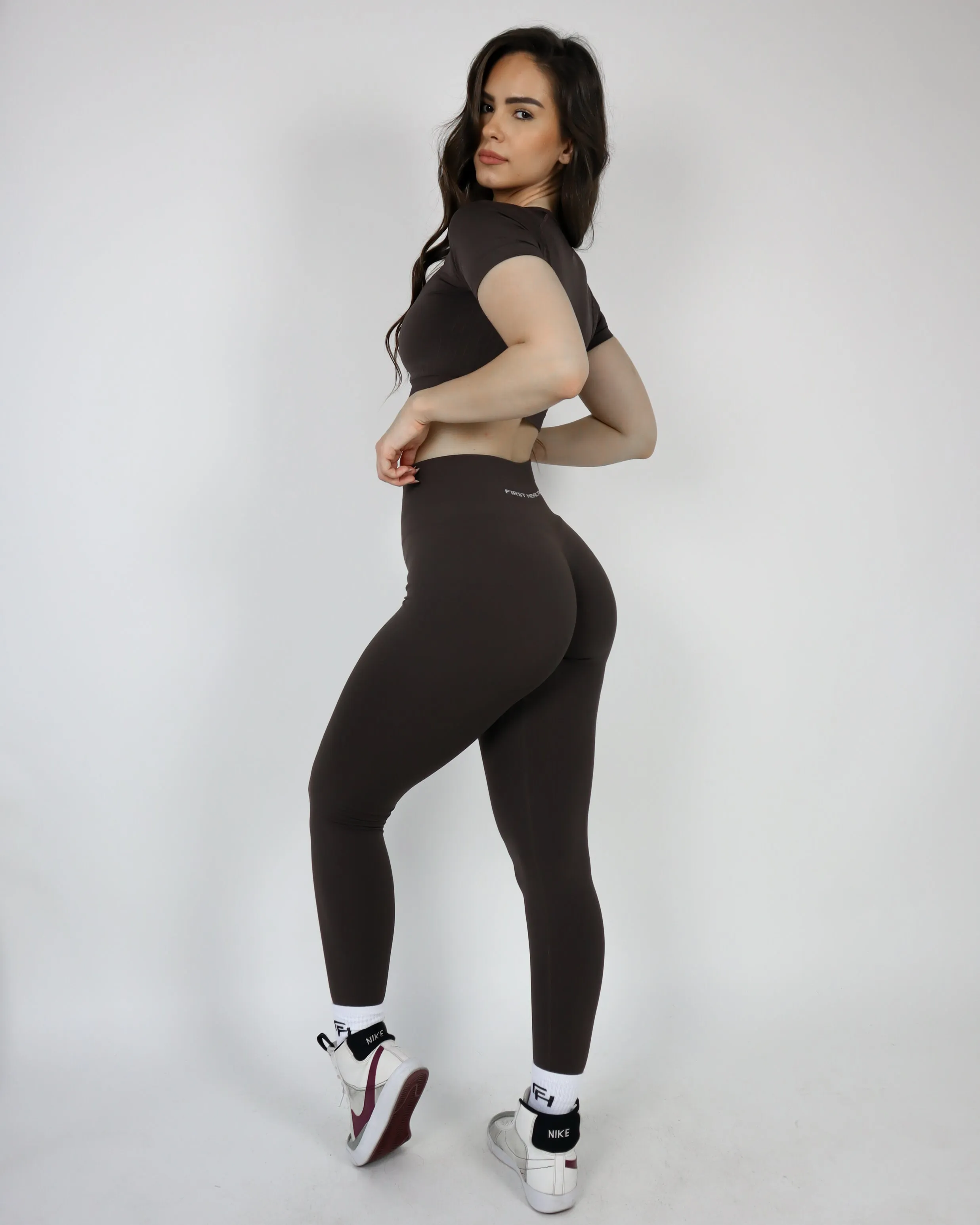 Enhance Cropped Tee - Espresso sold by First Health Apparel product image thumbnail 4