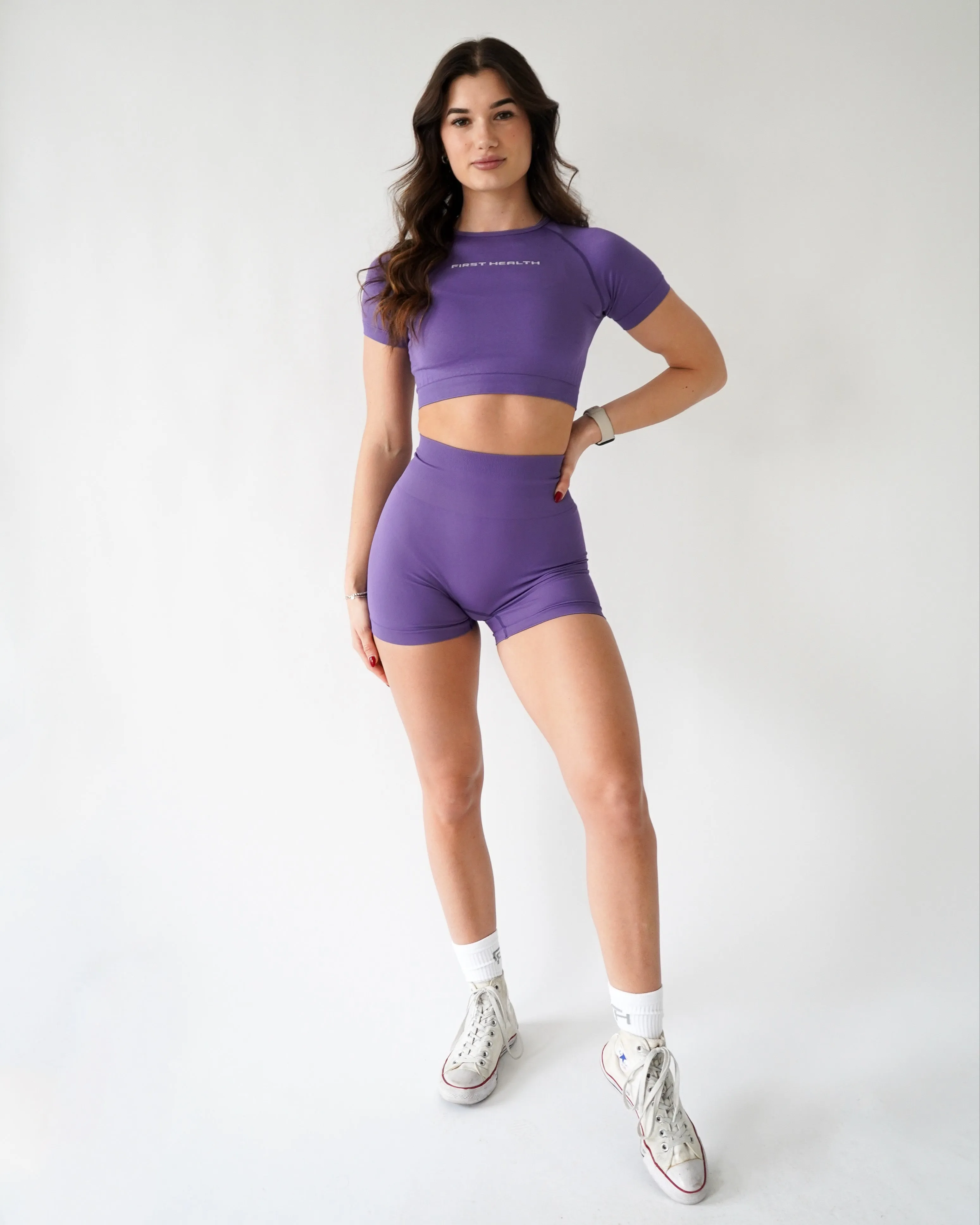 Enhance Cropped Tee - Violet sold by First Health Apparel product image thumbnail 3