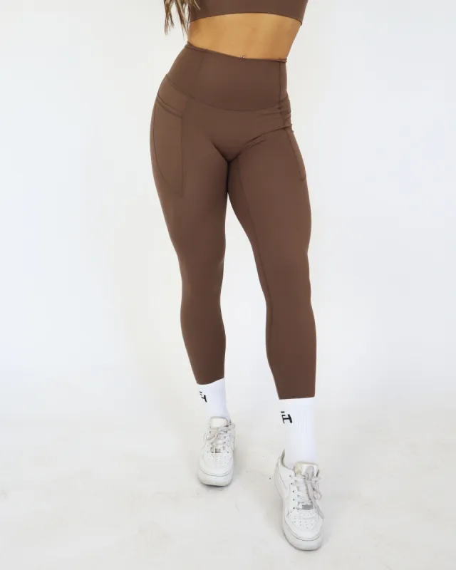 PERFORMANCE POCKET LEGGINGS - Walnut sold by First Health Apparel