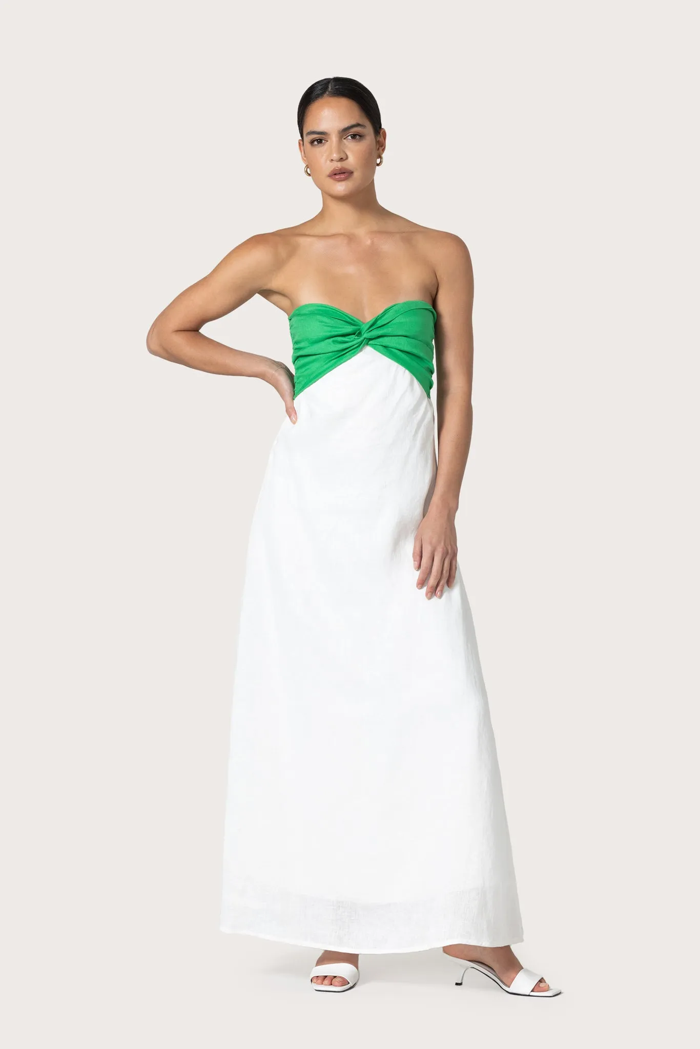 Melody Linen Maxi Dress Kelly Green sold by LUSANA product image thumbnail 3