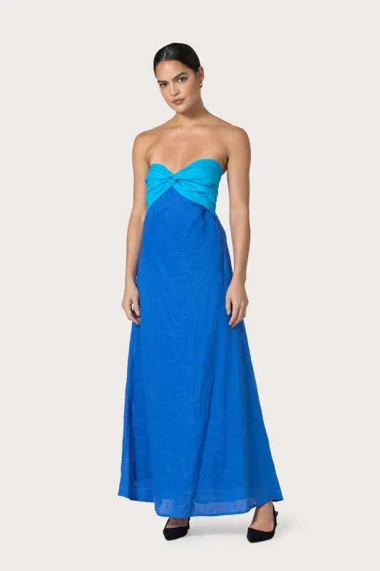 Melody Linen Maxi Dress in Atlantic Blue made by LUSANA