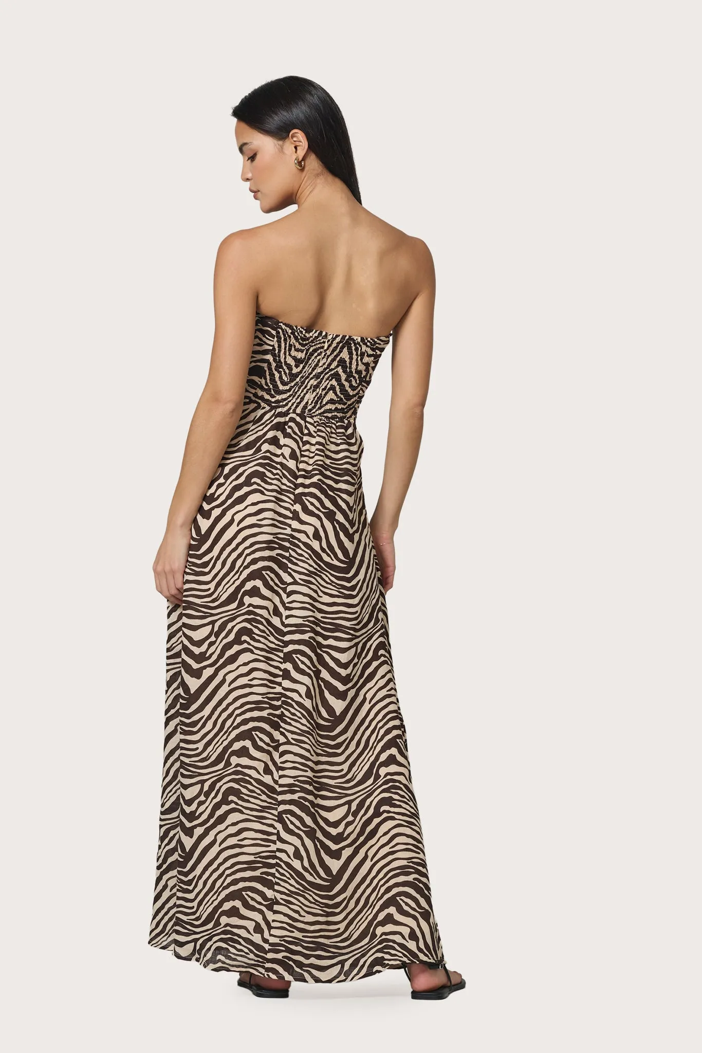 Melody Linen Maxi Dress in Zebra sold by LUSANA product image thumbnail 4