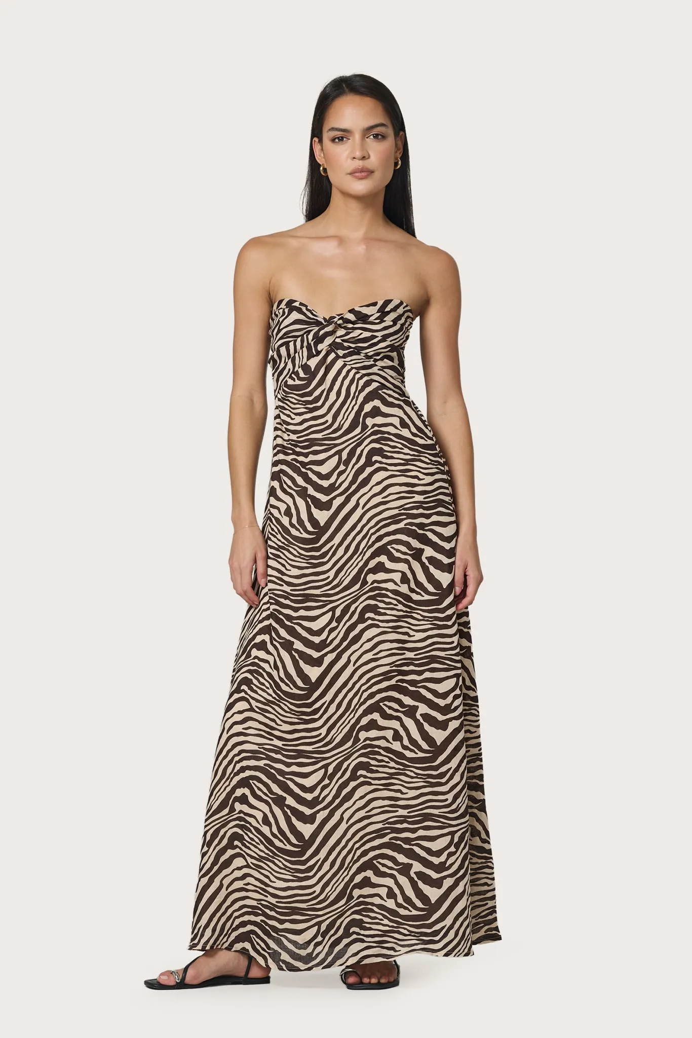Melody Linen Maxi Dress in Zebra sold by LUSANA