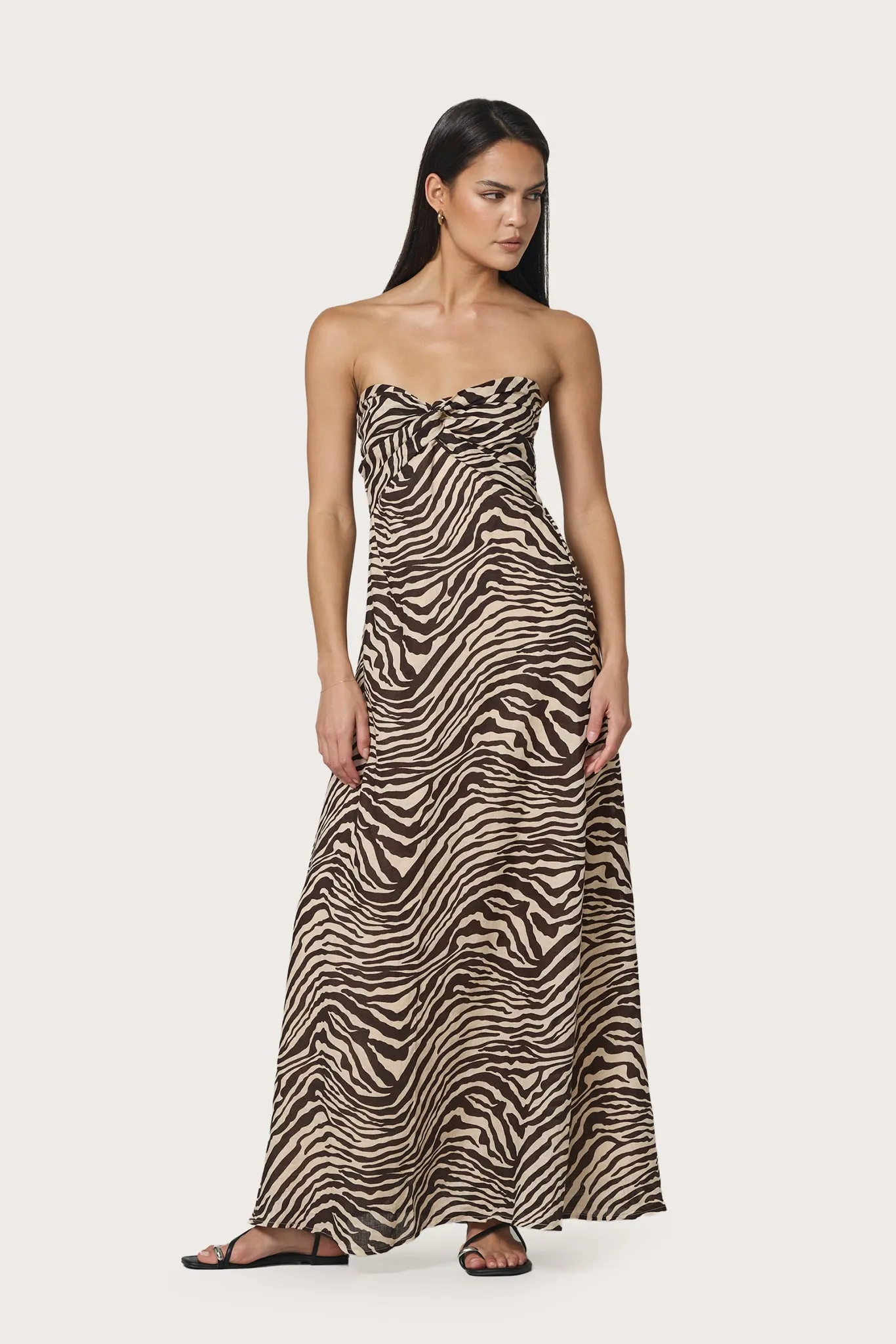 Melody Linen Maxi Dress in Zebra sold by LUSANA product image thumbnail 2