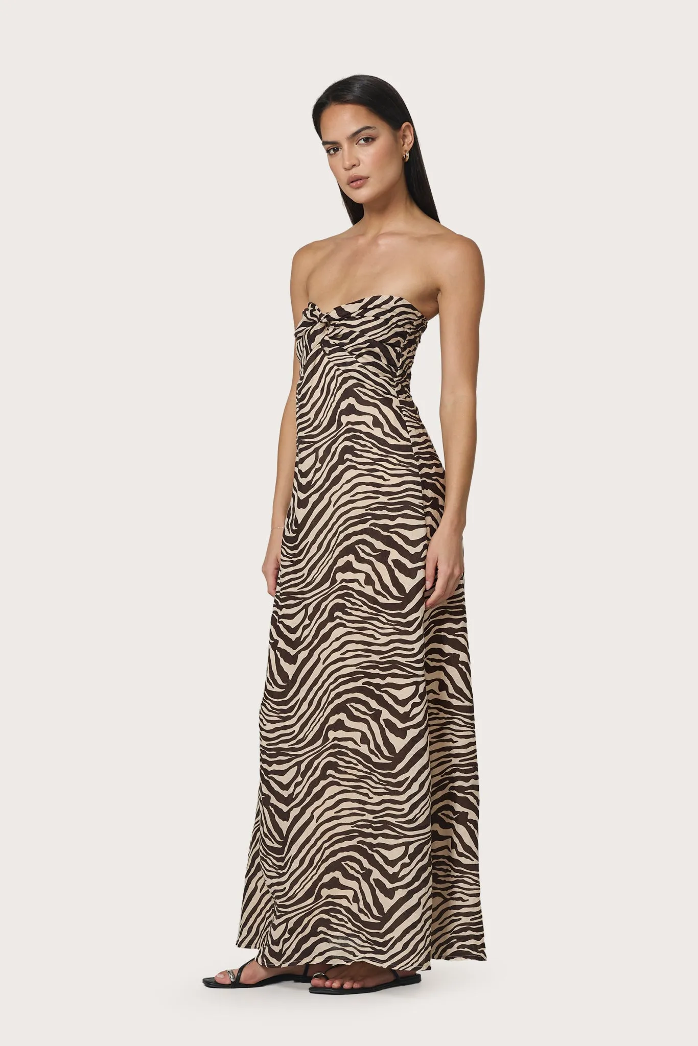 Melody Linen Maxi Dress in Zebra sold by LUSANA product image thumbnail 3