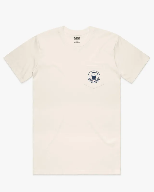 Give A Hoot Pocket Tee sold by Camp Brand Goods