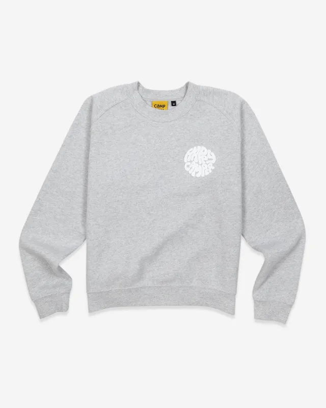 Happy Camper Crest Box-Cut Sweatshirt sold by Camp Brand Goods