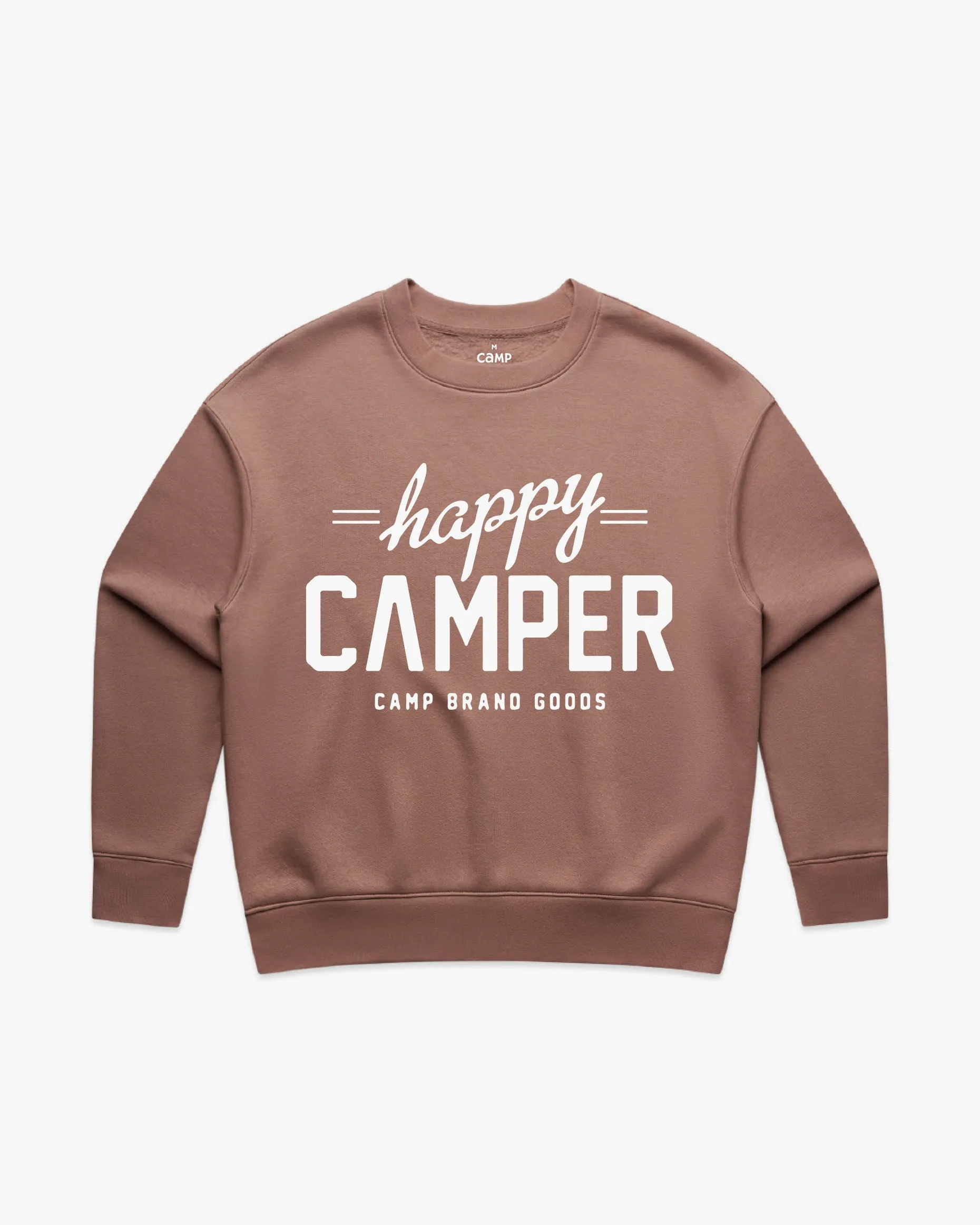 Happy Camper Womens Crew - Hazy Pink sold by Camp Brand Goods