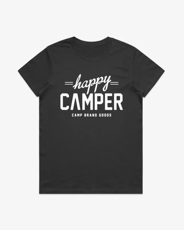 Happy Camper W Classic Tee - Coal sold by Camp Brand Goods