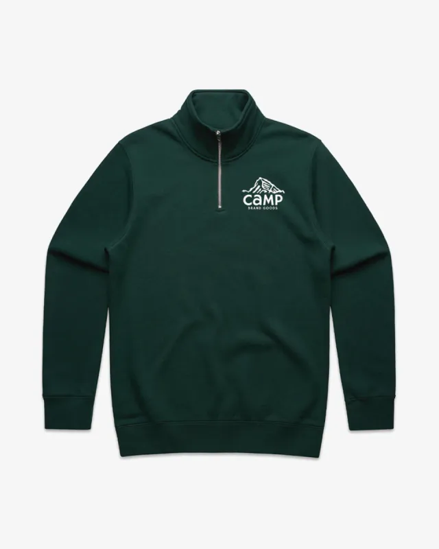Peak Logo Qtr Zip - Pine Green sold by Camp Brand Goods