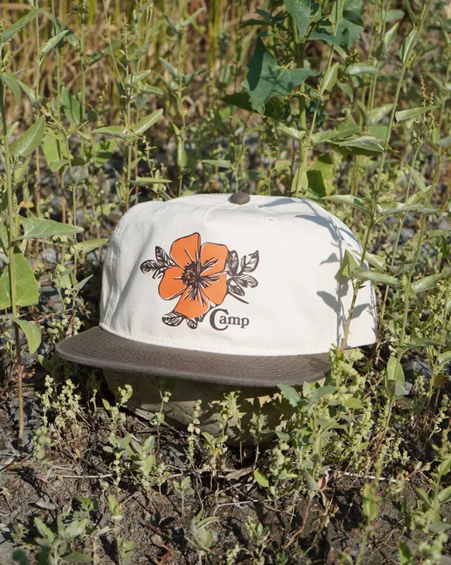 Wild Rose 5 Panel Camp Hat - Natural/Walnut made by Camp Brand Goods