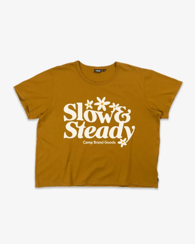 Slow and Steady Box-Cut Tee sold by Camp Brand Goods