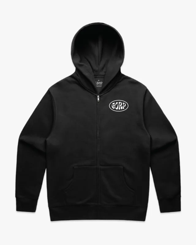 Gorp Motors Zip Hood - Black sold by Camp Brand Goods