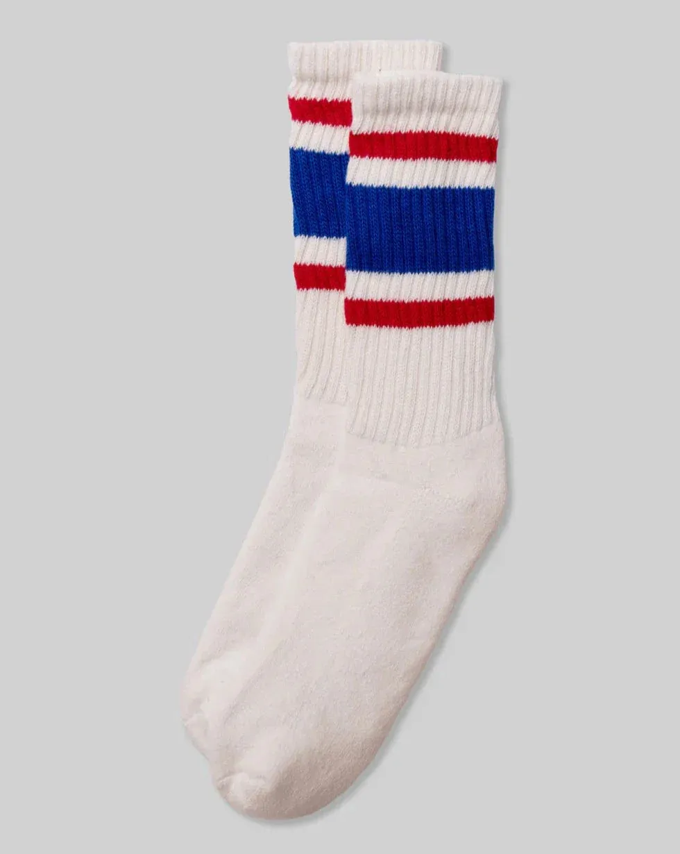 The Retro Stripe Crew Royal/Red sold by Camp Brand Goods