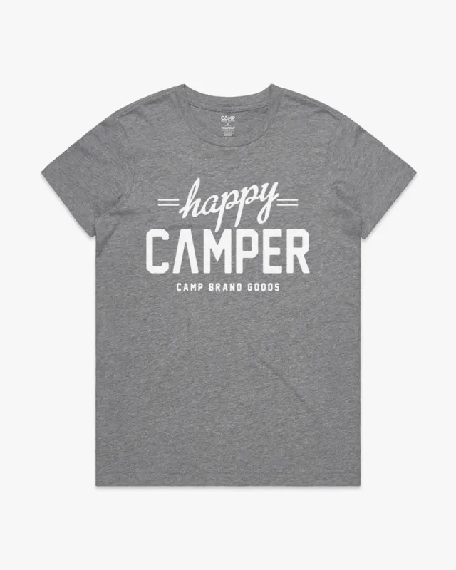 Happy Camper W Classic Tee - Heather Grey sold by Camp Brand Goods