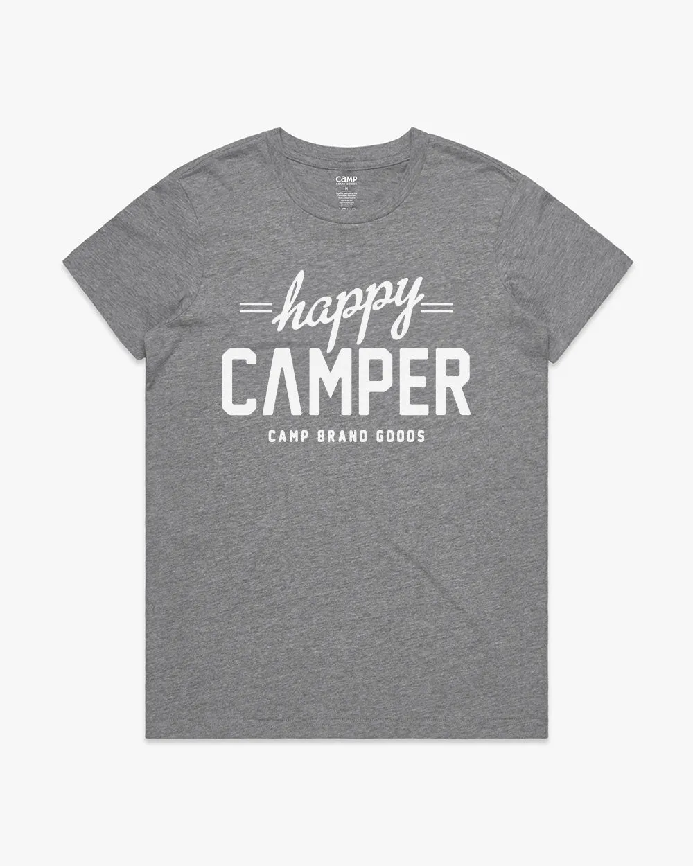Happy Camper W Classic Tee - Heather Grey sold by Camp Brand Goods