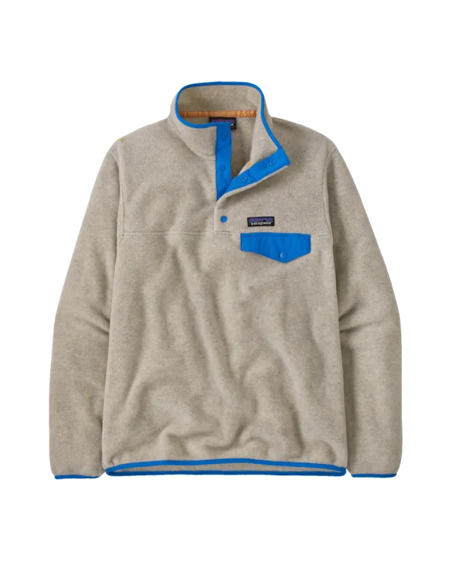 Women's LW Synchilla Snap-T Oatmeal Heather w/ Vessel Blue sold by Camp Brand Goods
