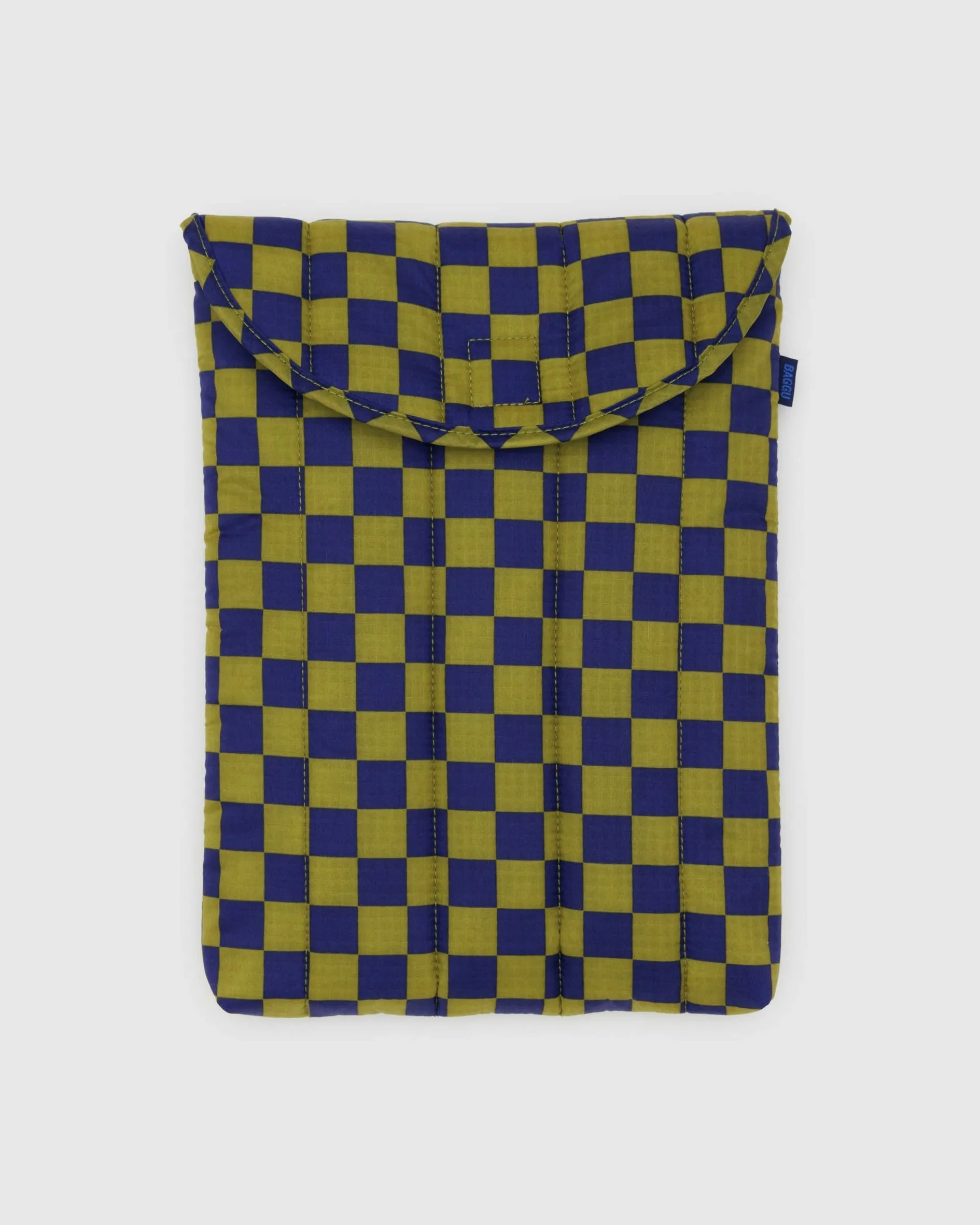 Puffy Laptop Sleeve 13"/14" Pear Navy Check sold by Camp Brand Goods