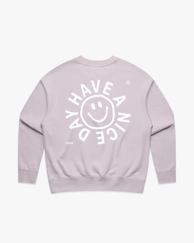 Nice Day Womens Crew - Lilac sold by Camp Brand Goods