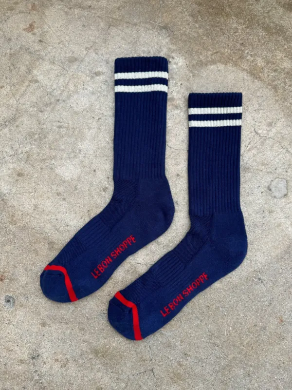Extended Boyfriend Socks Navy sold by Camp Brand Goods