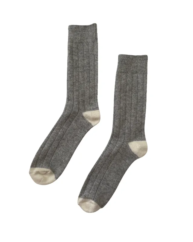 Extended Cashmere Classic Socks Grey Melange sold by Camp Brand Goods