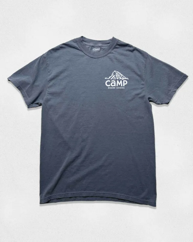Peak Logo Vintage Tee Faded Navy sold by Camp Brand Goods