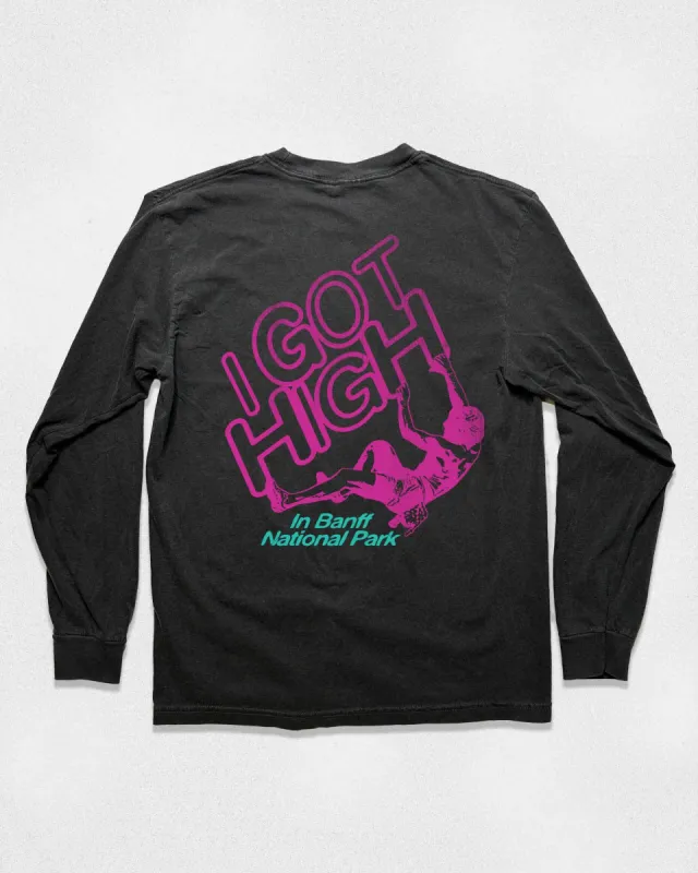 I Got High Vintage Longsleeve Faded Black sold by Camp Brand Goods