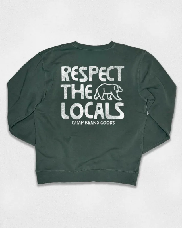 Respect The Locals Vintage Crew Faded Green sold by Camp Brand Goods