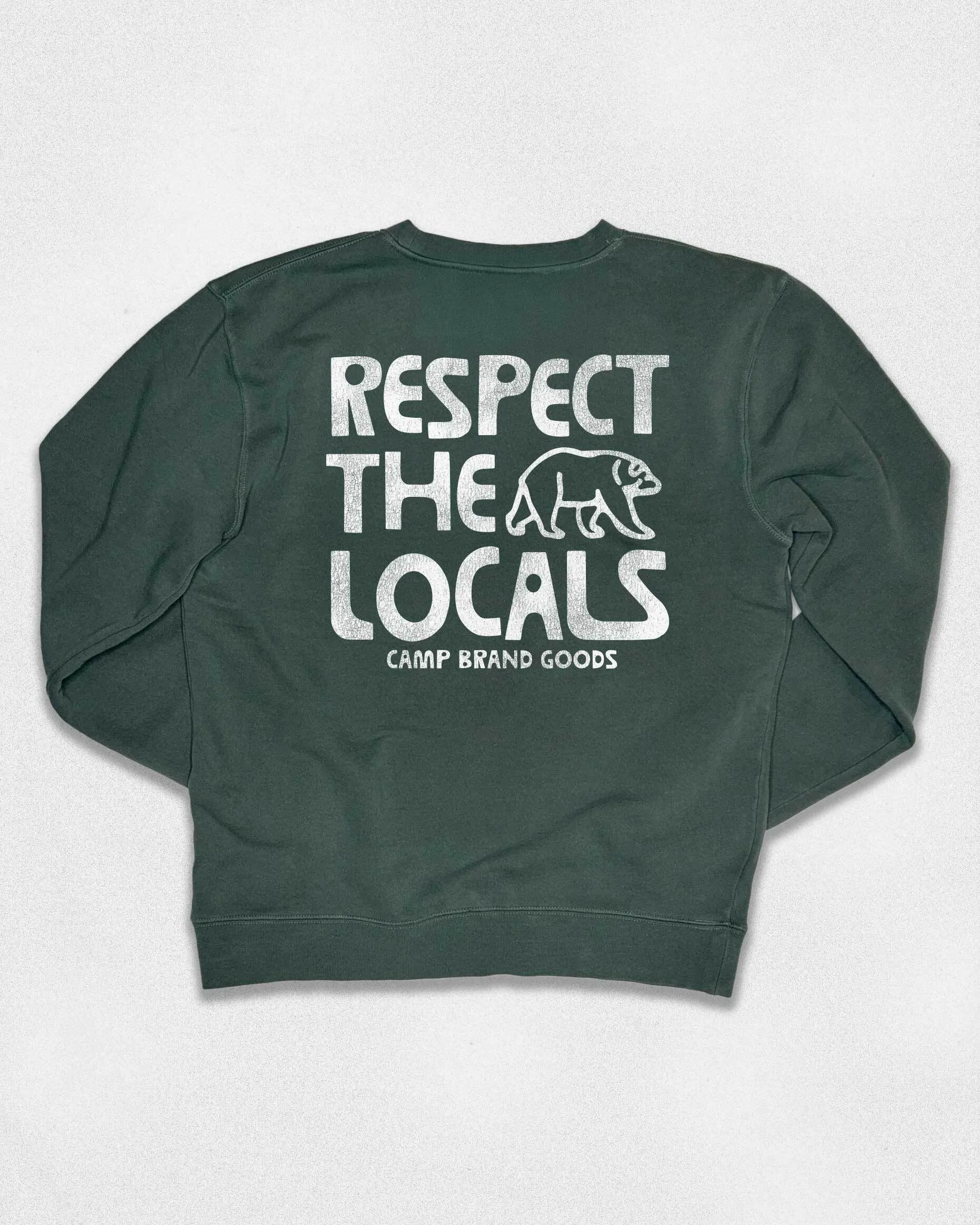Respect The Locals Vintage Crew Faded Green sold by Camp Brand Goods