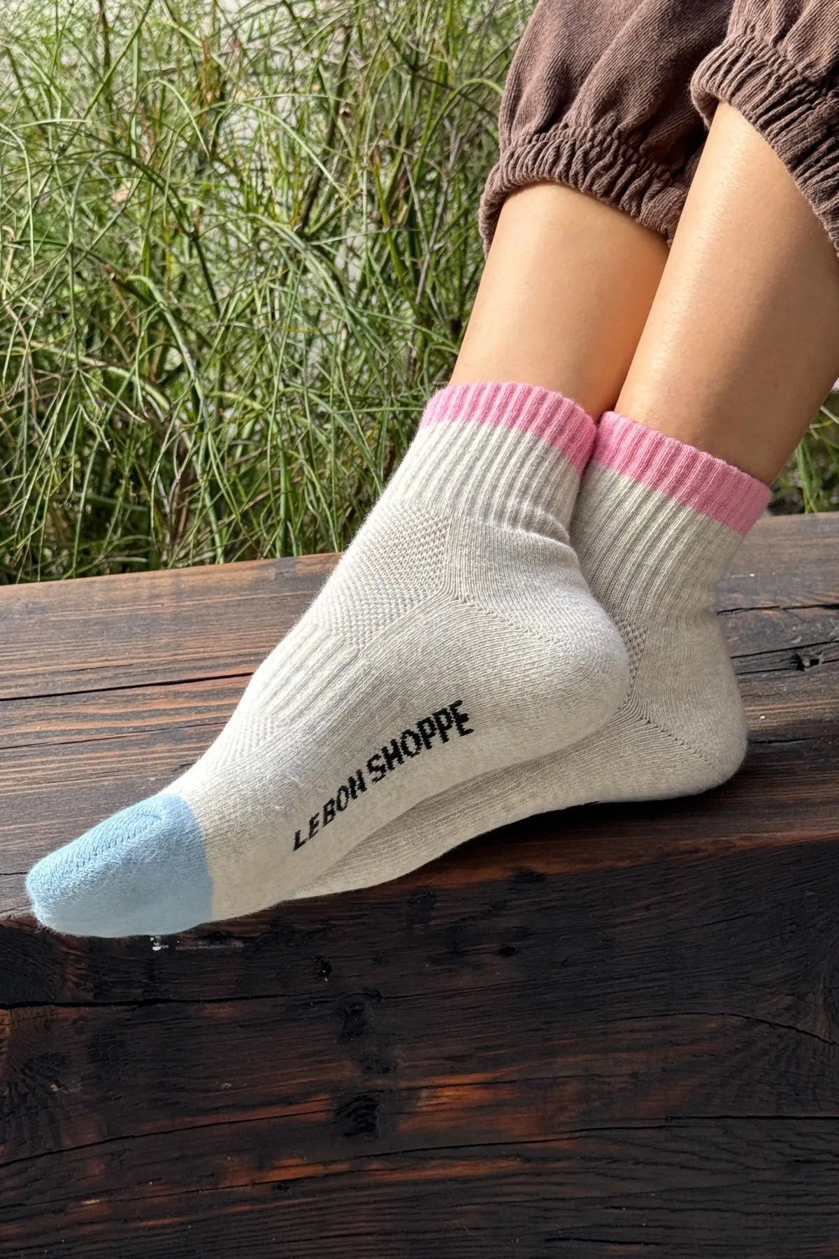 Colour Block Girlfriend Socks Grey Pink sold by Camp Brand Goods product image thumbnail 2