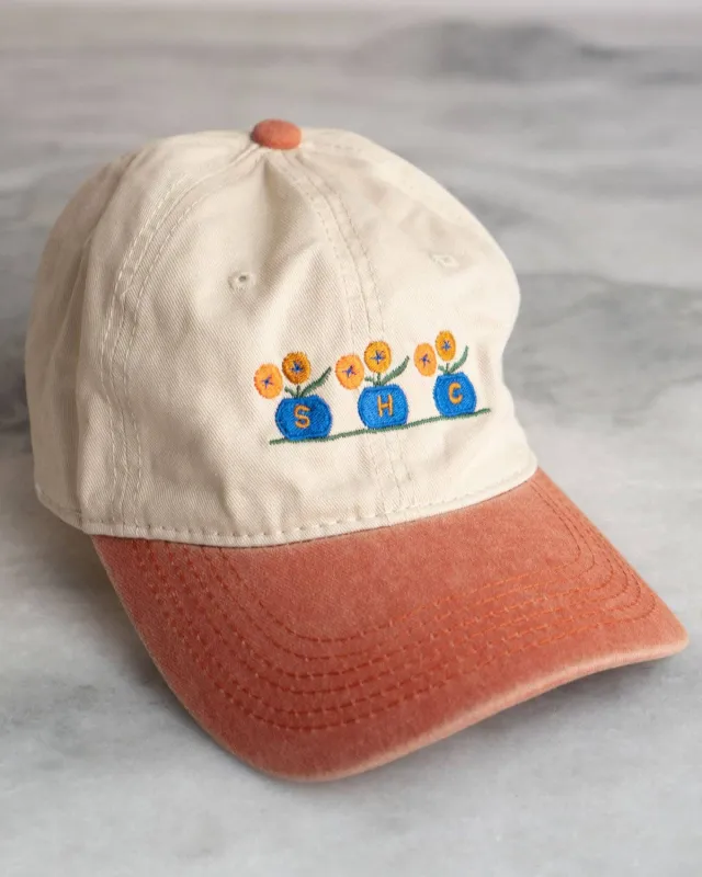 Flower Pots Two-Tone Dad Hat - Cream/Washed Red sold by Camp Brand Goods