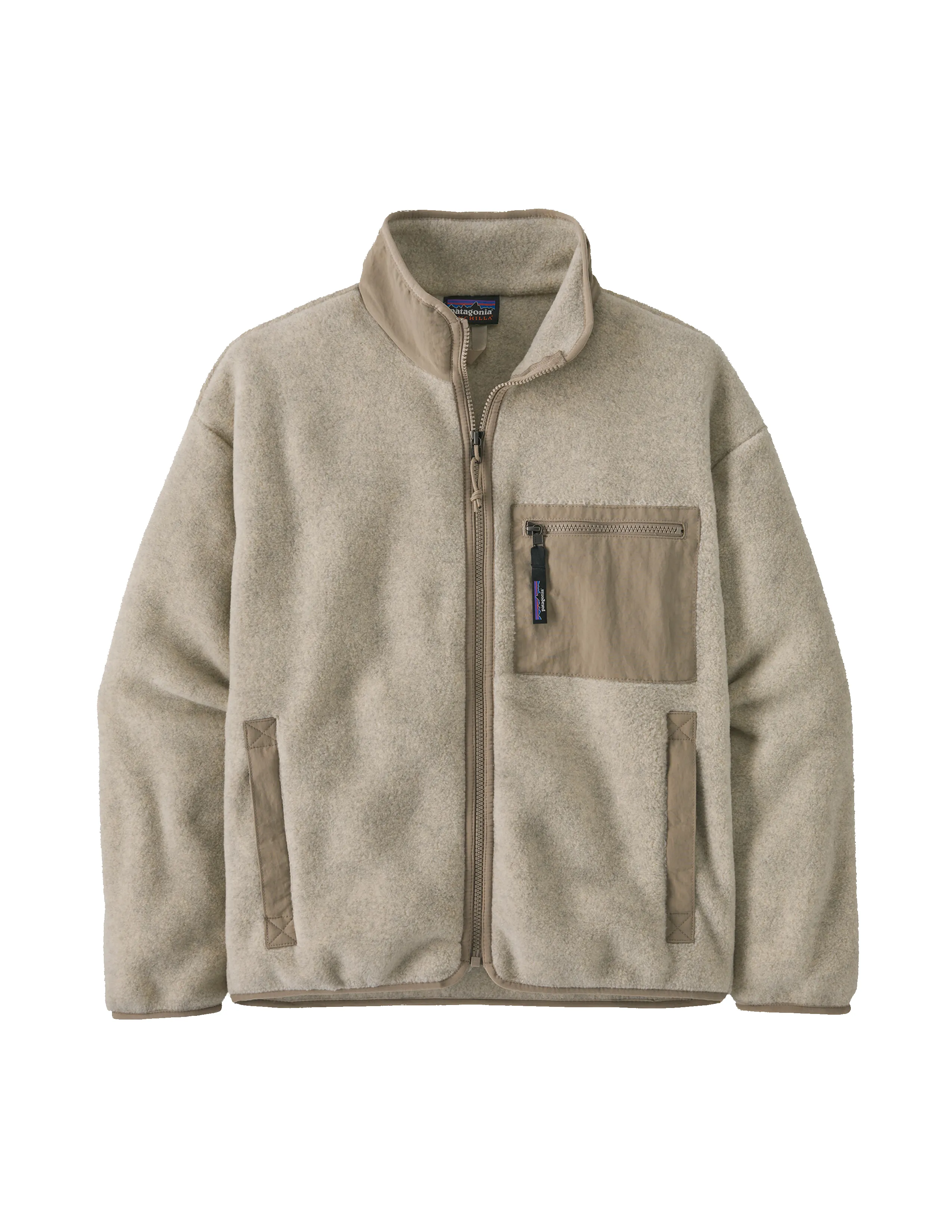 Women's Synchilla Jacket Oatmeal Heather w/ Seabird Grey sold by Camp Brand Goods