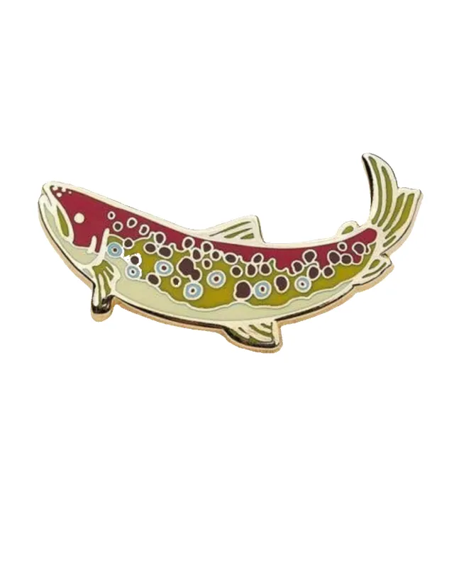 Brown Trout Enamel Pin sold by Camp Brand Goods