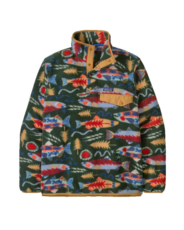 Men's Lightweight Synchilla Snap-T Pullover Salmon Energy: Old Growth Green sold by Camp Brand Goods