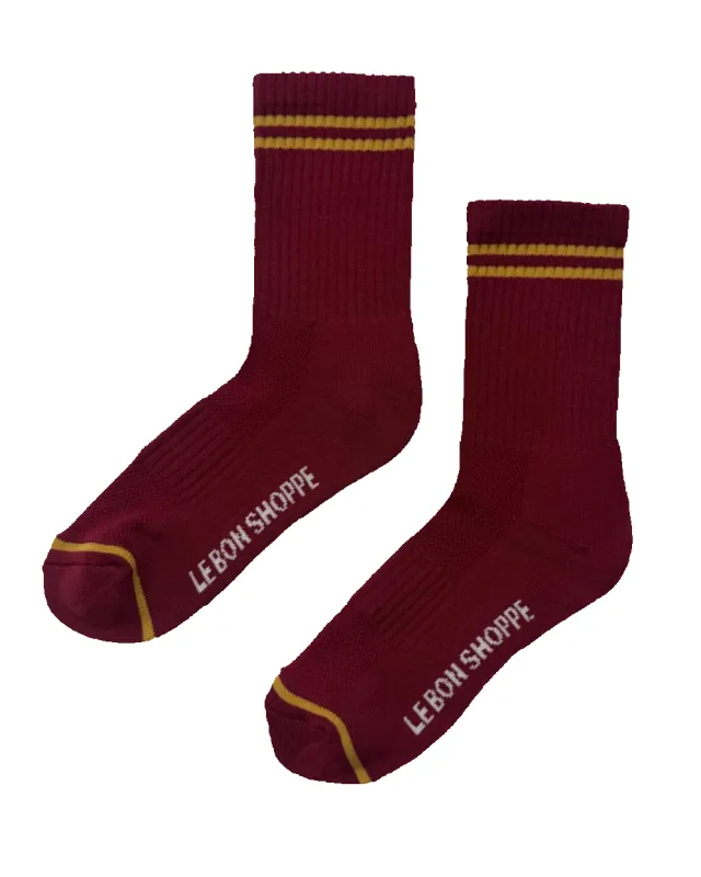 Boyfriend Socks Cardinal sold by Camp Brand Goods