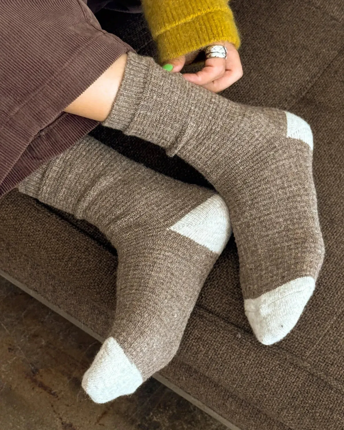 Wool Waffled Socks Brown sold by Camp Brand Goods product image thumbnail 2