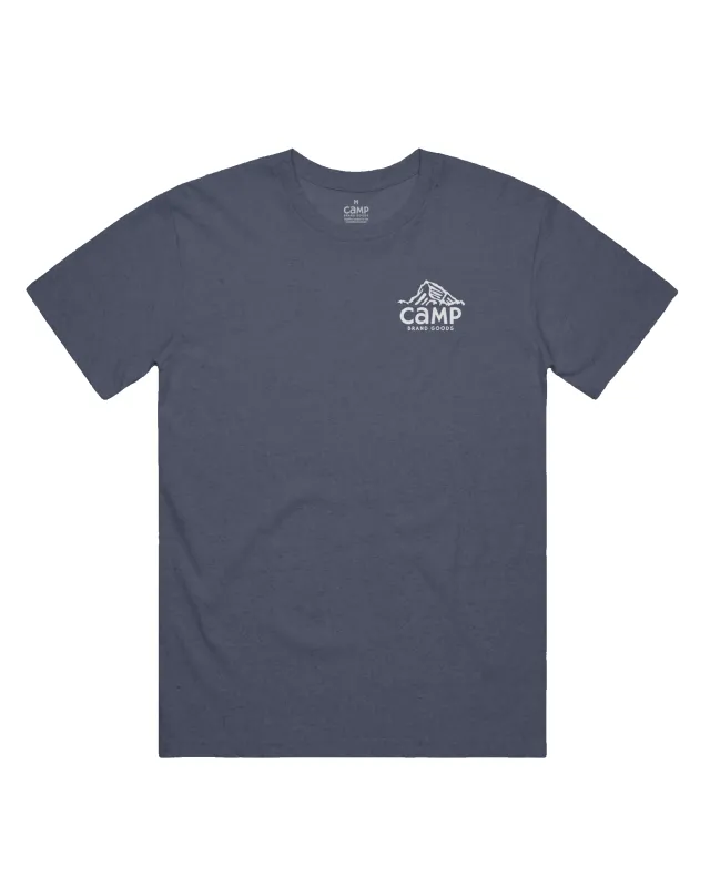 Peak Logo T-Shirt - Heather Navy sold by Camp Brand Goods