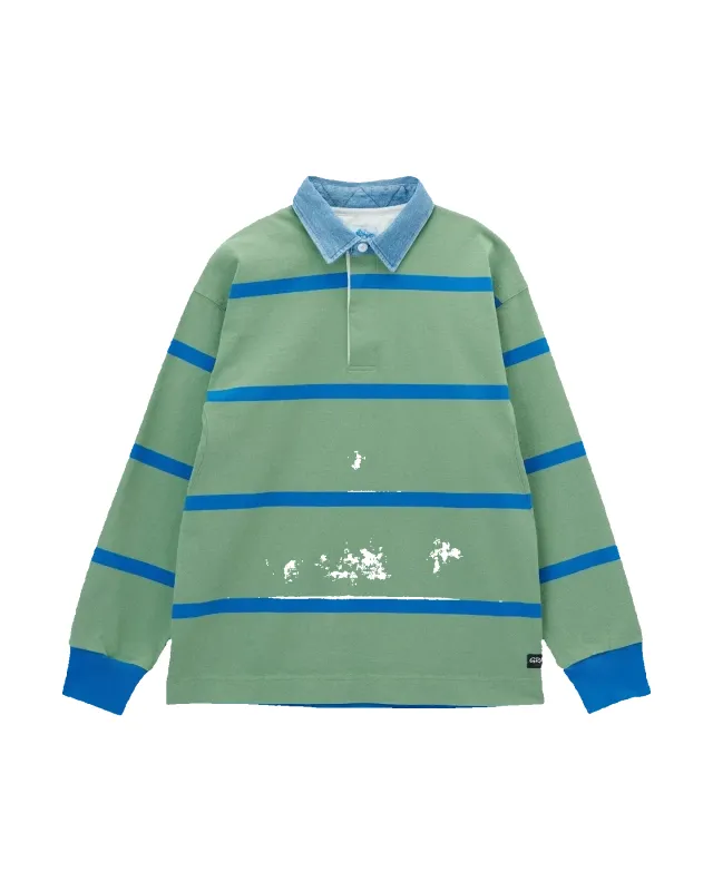Langdon Rugby Shirt Olive/Blue made by Gramicci