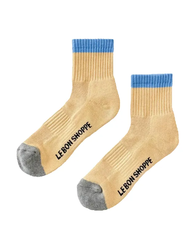 Colour Block Girlfriend Socks Yellow Blue made by Le Bon Shoppe