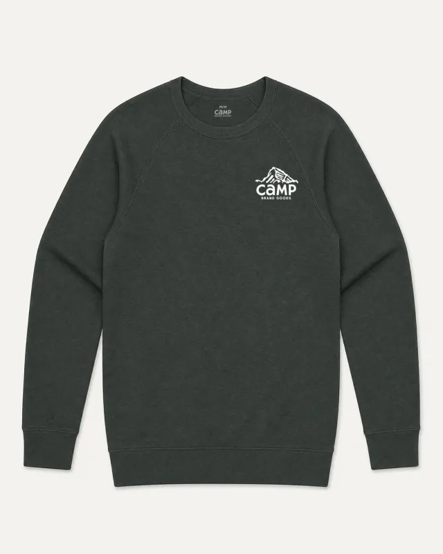 Peak Logo Original Crewneck - Heather Forest made by Camp Brand Goods