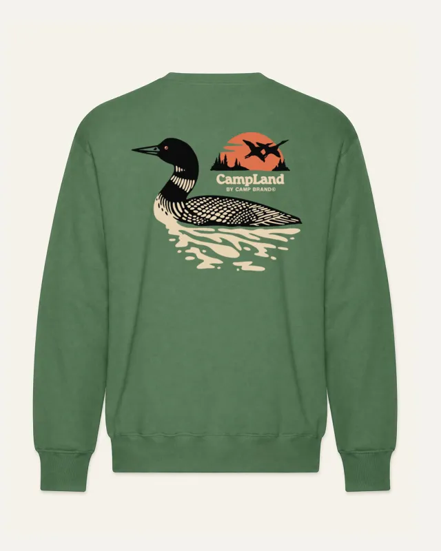 Loon Lake Everyday Crewneck - Balsam Green made by Camp Brand Goods